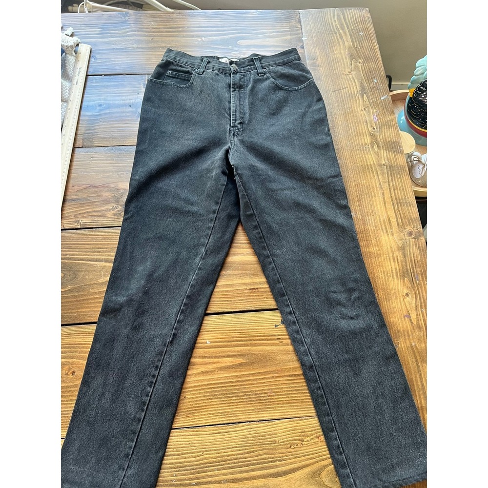 AMI Vintage 90s High Waisted Straight Leg Jeans Faded Black Denim Womens 12R